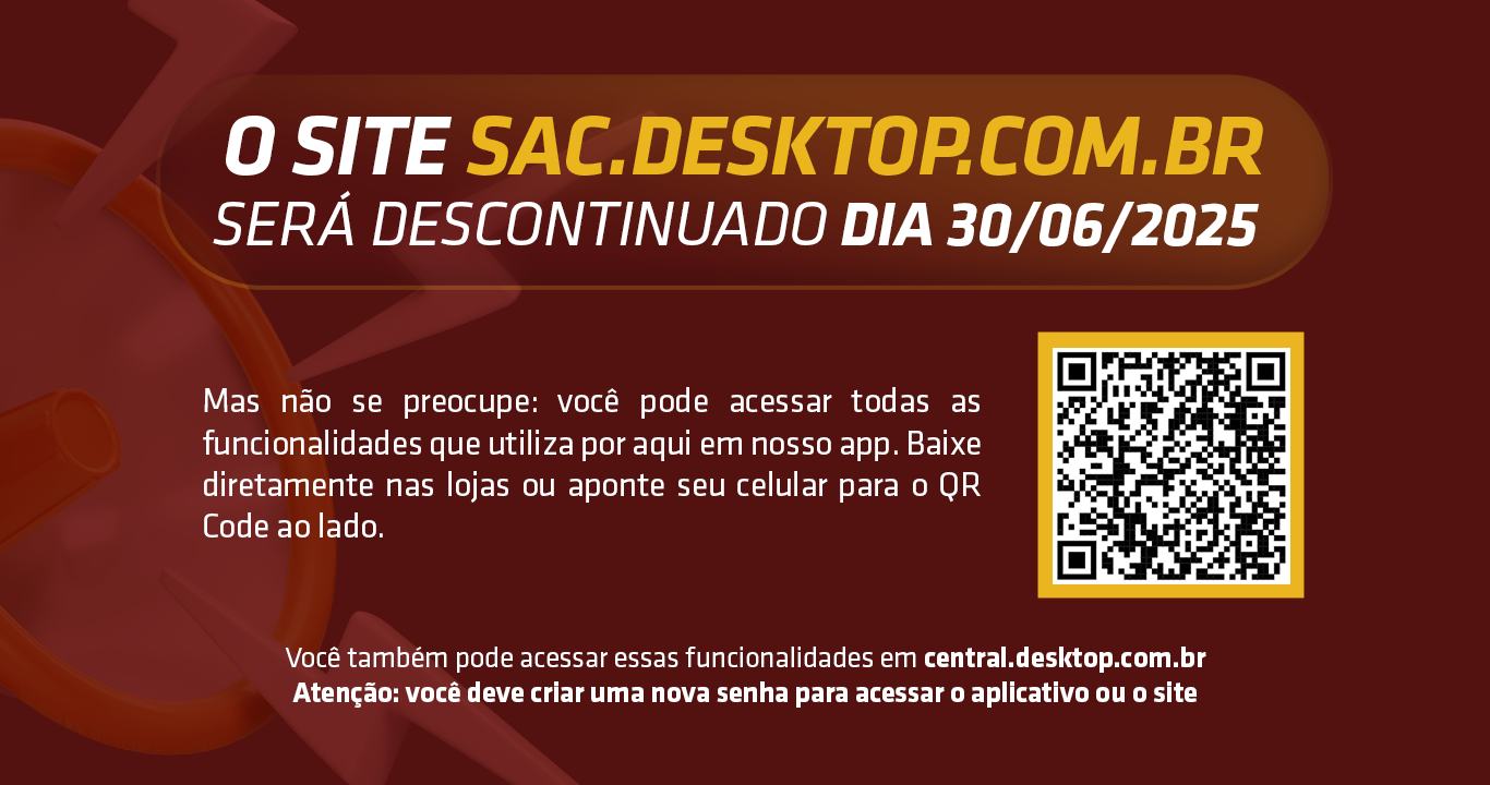 Banner informativo sobre a desativação do SAC desktop